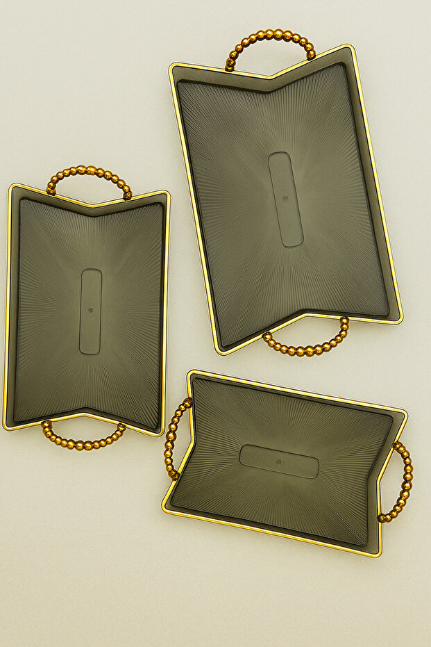 Set of 3 Decorative Trays with Handles – Transparent, Elegant and Versatile Design - 4