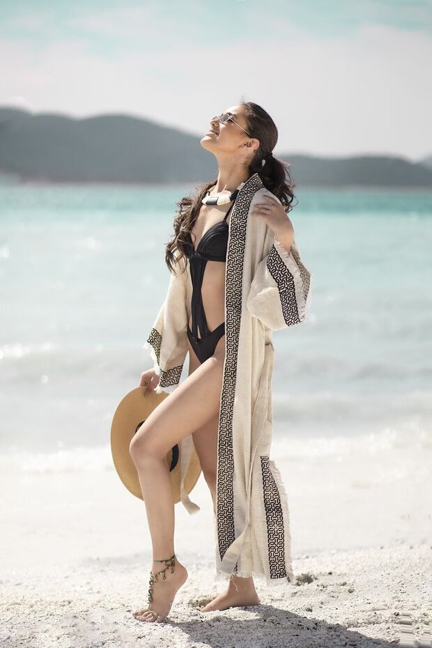 Troy Linen Kimono / Hand Printed