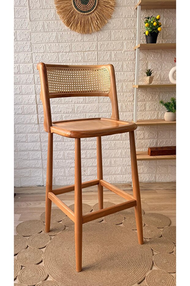 Concept Odin Bar Sandalyesi Hasırlı Naturel Ahşap Ada Sandalye - 2