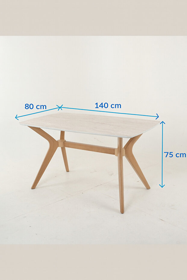 80 x 140 Mutfak Masası(Sadece Masa) Traverten-Ceviz MDF Salon ve Mutfak Masası Viktoria Model (Masa) - 2