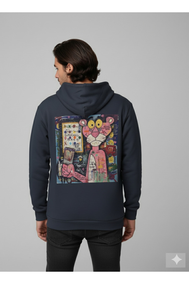 Lenithra Pink Panther Back Printed Unisex Oversize Smoked Hoodie
