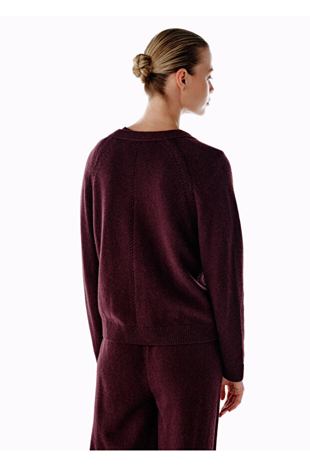 Kaşmir Triko Hırka Mor - 5