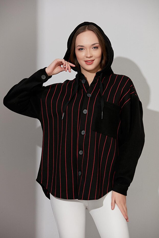 Hooded Buttoned Sweatshirt (Un-61401) - 3