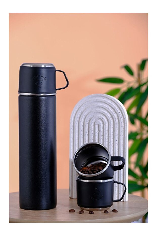 3 Bardaklı Paslanmaz Çelik Termos - 2