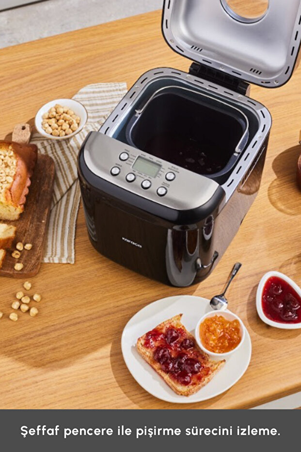 Bake Compact 19 in 1 Çok Fonksiyonlu Reçel, Yoğurt, Hamur Yoğurma ve Ekmek Yapma Makinesi Siyah - 6