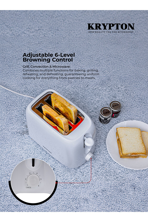 2-Slice Bread Toaster with 6 Browning Levels, Removable Crumb Tray & Cord Storage – 700W - 5