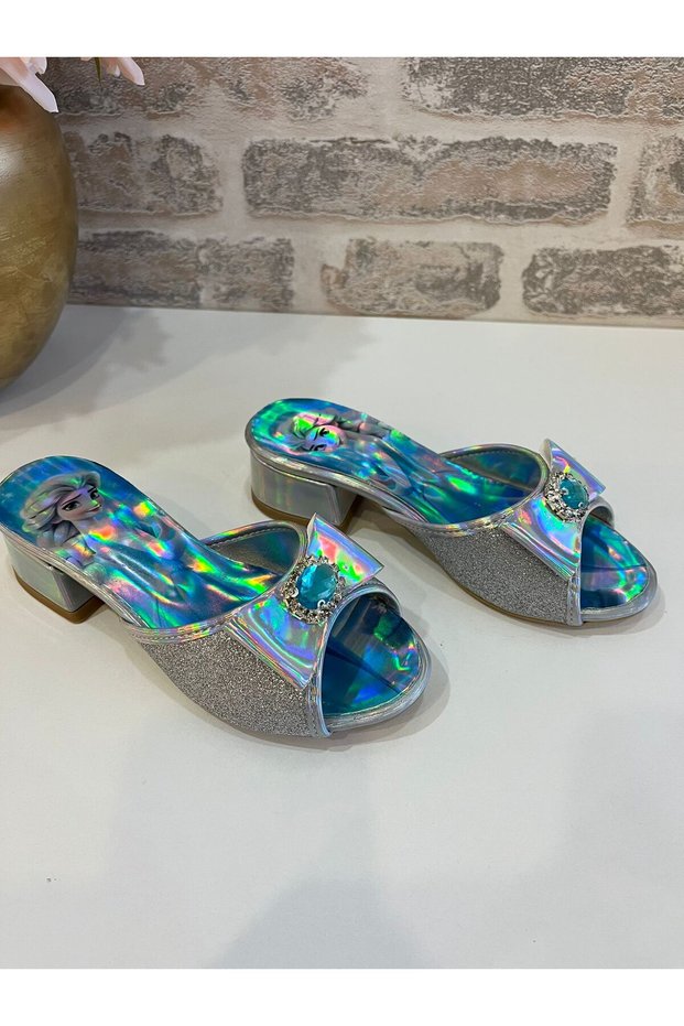 Yaz Style Silvery Comfortable Heelled Slippers