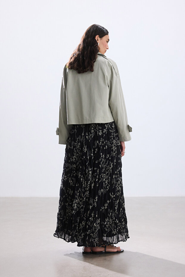 TAŞ KISA KRUVAZE MİNİMAL TRENÇKOT - 7