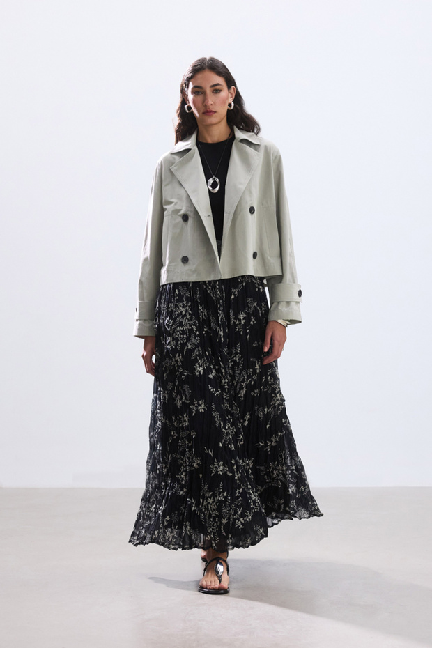 TAŞ KISA KRUVAZE MİNİMAL TRENÇKOT - 1