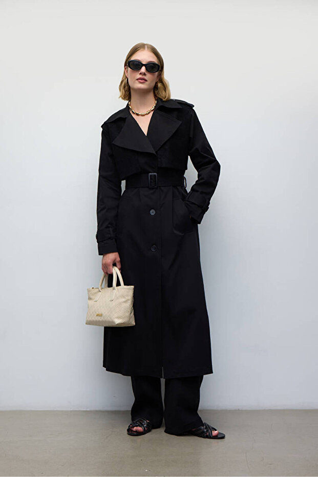 SİYAH KROŞELİ TRENÇKOT - 1