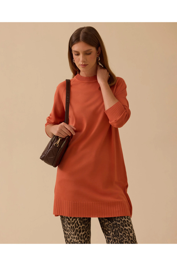 Uzun Kollu Basic Triko Tunik - 2