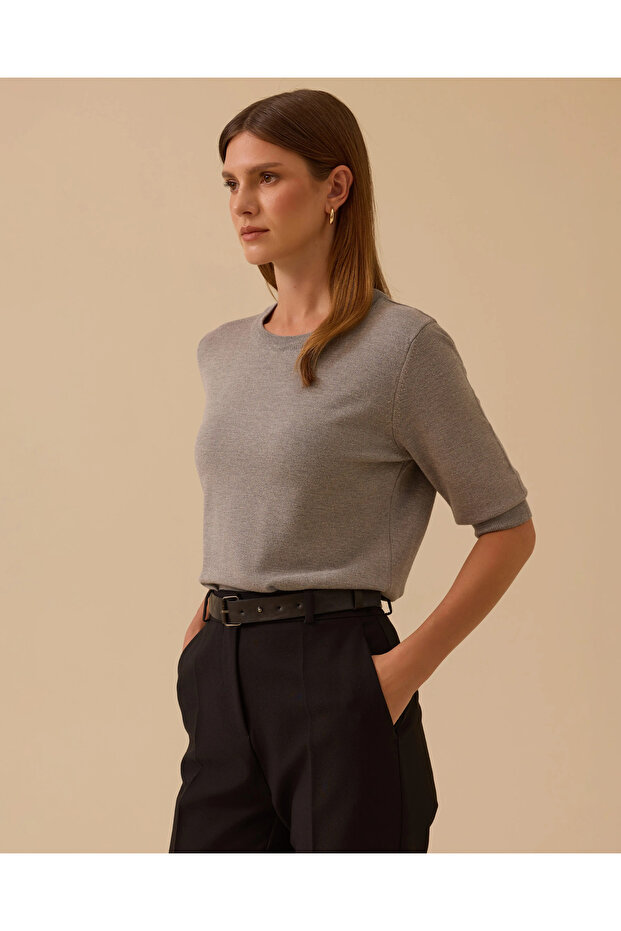 Kısa Kollu Basic Triko Bluz - 3