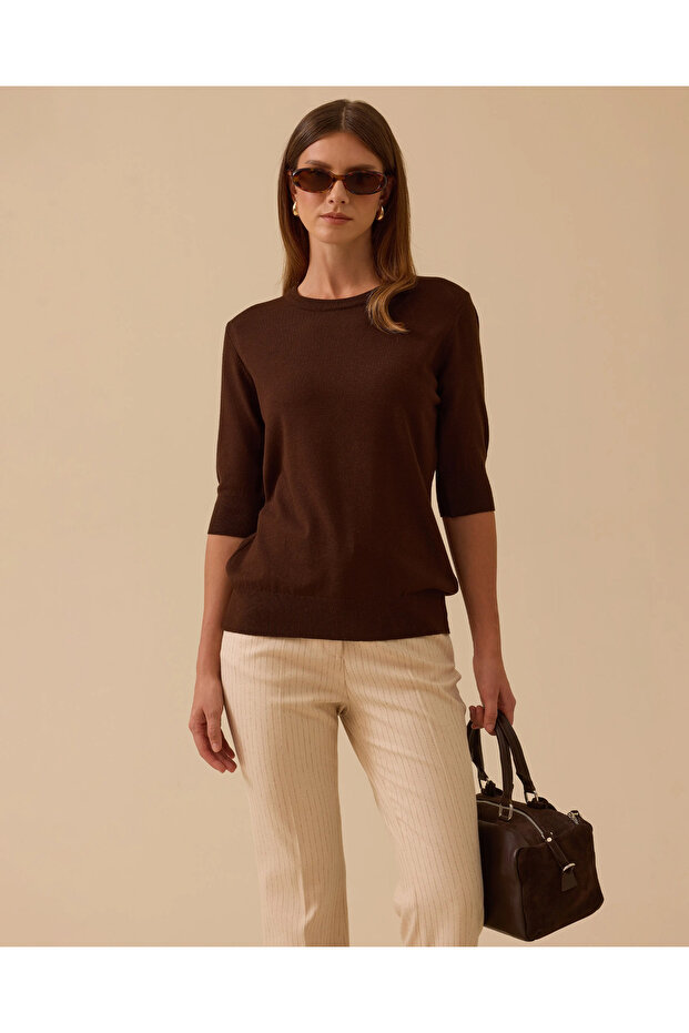 Kısa Kollu Basic Triko Bluz - 2