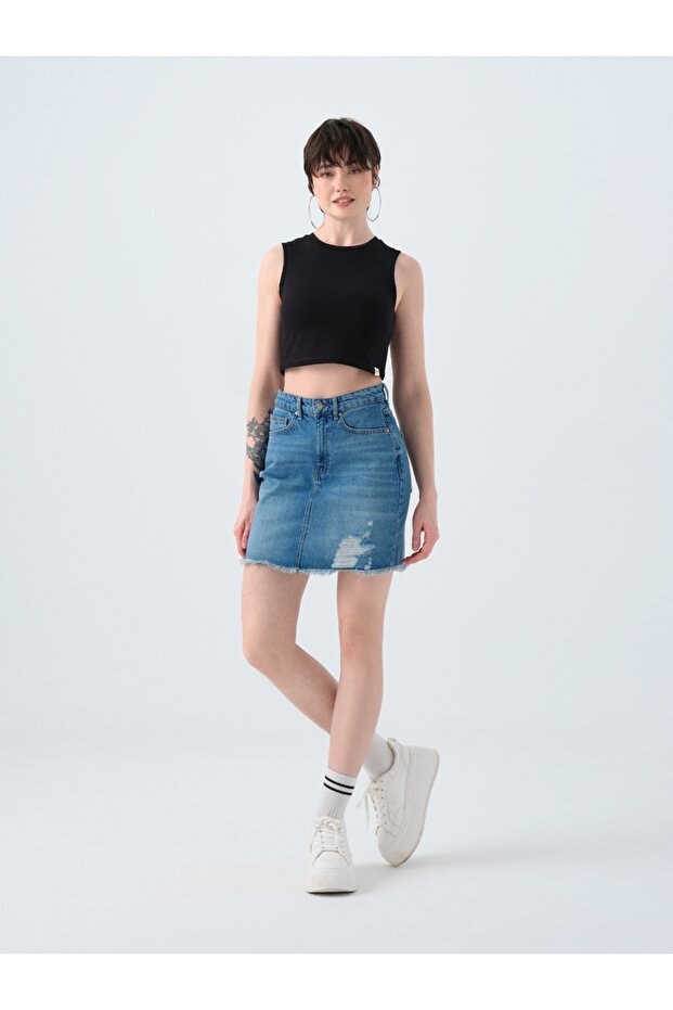Denim Blue Women's Skirt Lf2039813