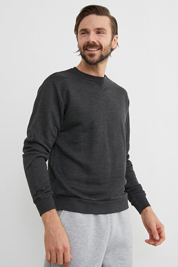 3 İplik Basic Bisiklet Yaka Sweatshirt - 1