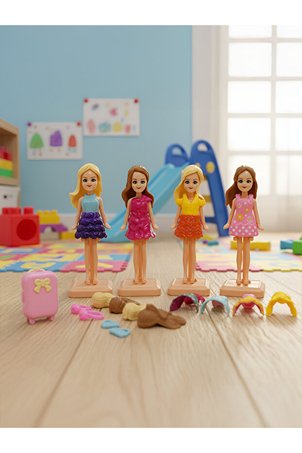 Gokidy Dollyland Minkie Eğlenceli Moda Partisi Bebekleri 17 Parça 9cm