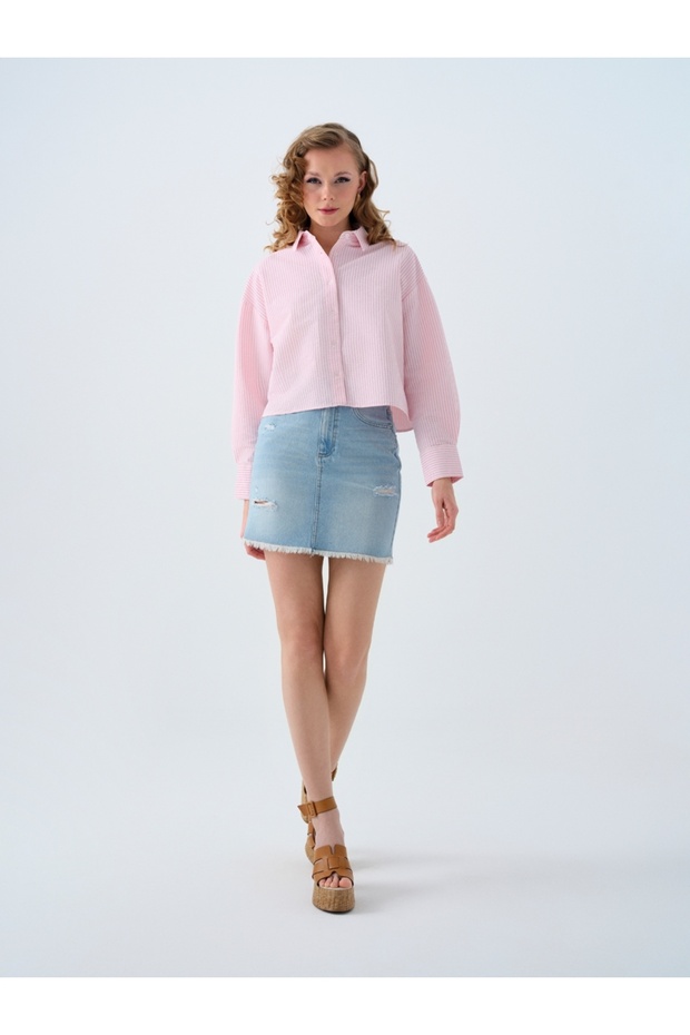 Regular Long Crop Kadın Gömlek U.kol - 2