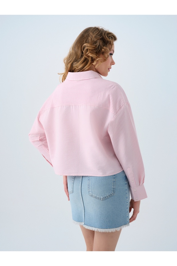Regular Long Crop Kadın Gömlek U.kol - 3