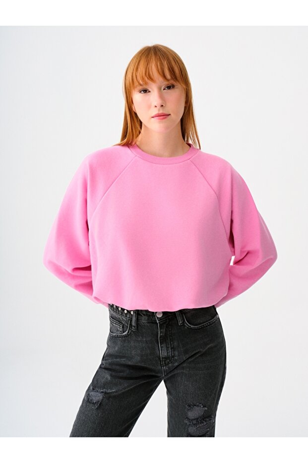 Long Crop Kadın Sweatshirt - 1