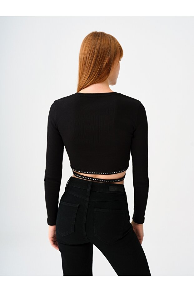 Crop Kadın Bluz U.kol - 3