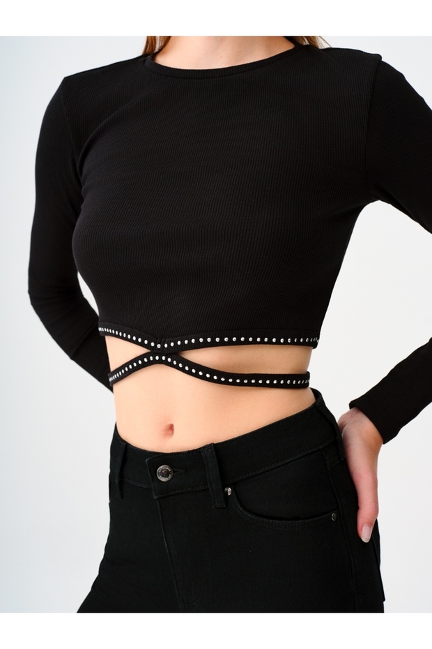 Crop Kadın Bluz U.kol - 4