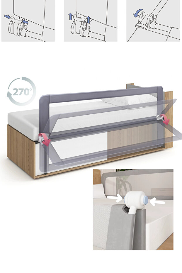 Guimo 110cm Patterned - Foldable Bed Barrier Folding Bed Frame - 7