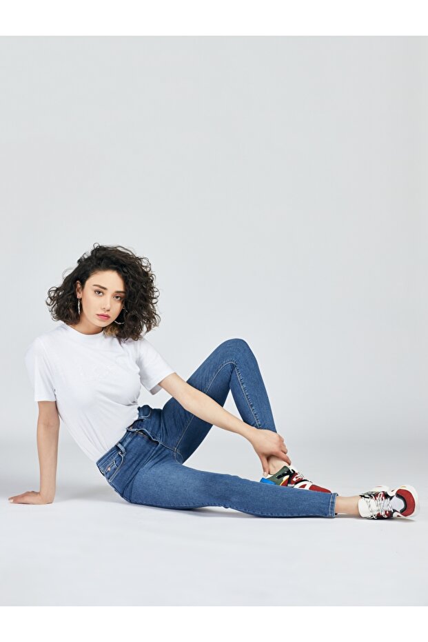 Pantaloni de damă bleumarin - 1