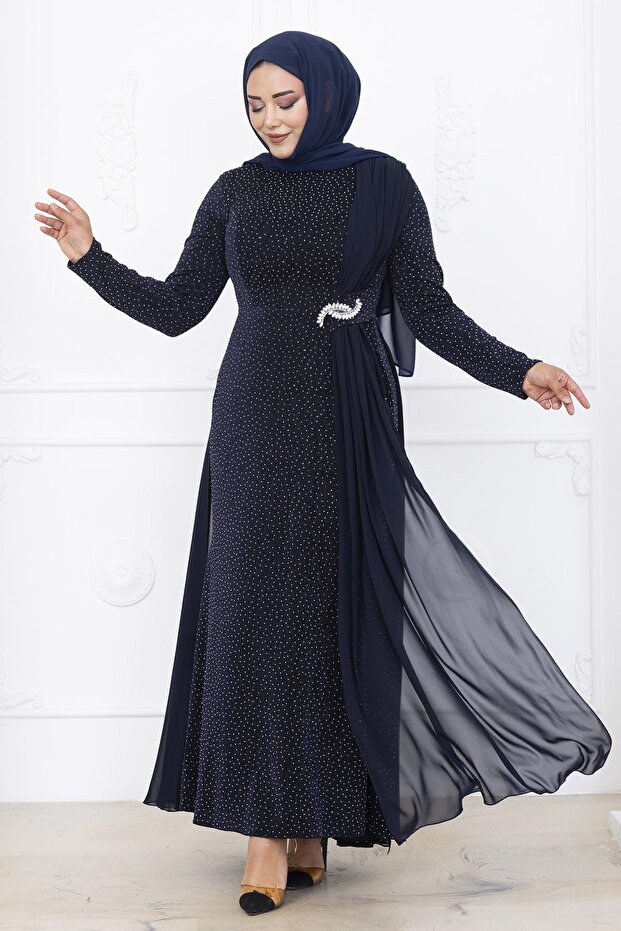 Nil Abiye Elbise Lacivert - 1