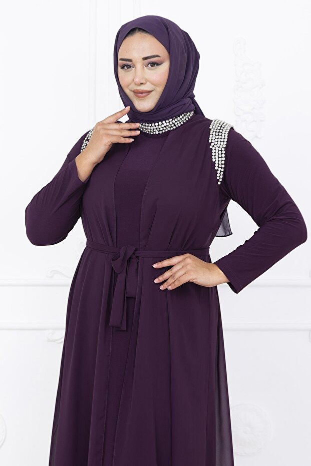 Zambak Abiye Elbise Mürdüm - 2