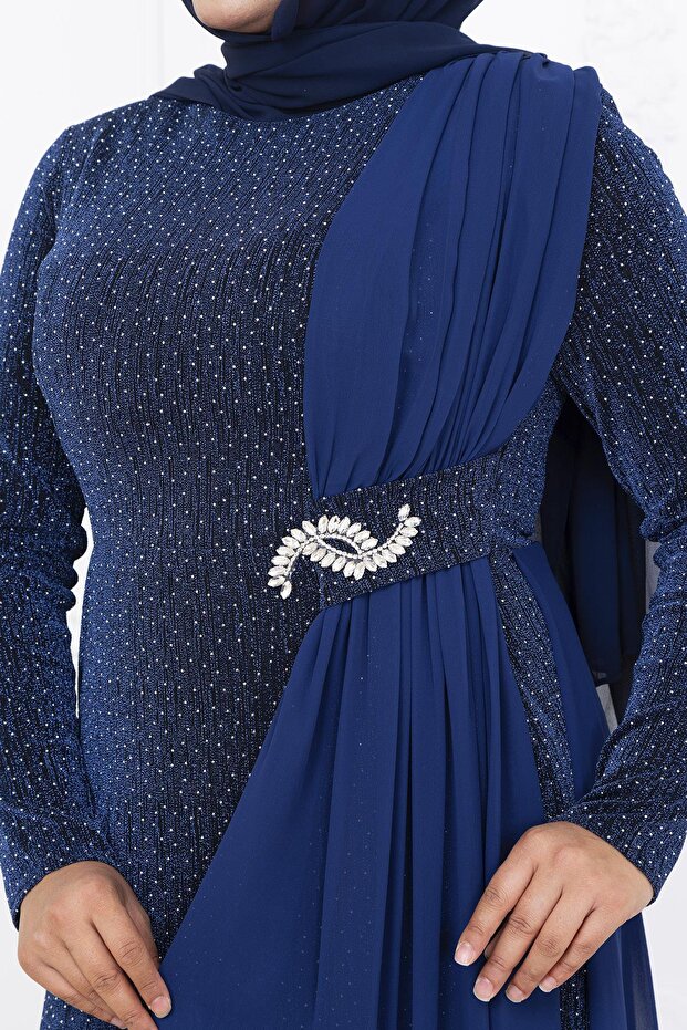 Nil Abiye Elbise İndigo - 2