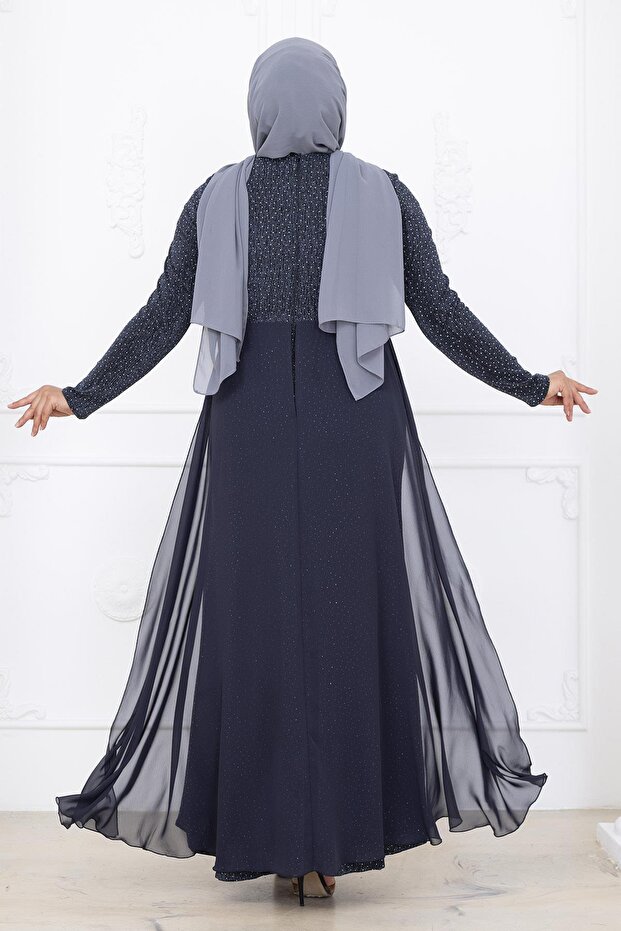 Nil Abiye Elbise Antrasit - 4