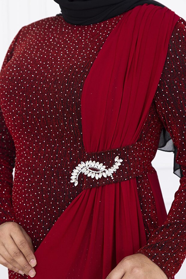 Nil Abiye Elbise Bordo - 4
