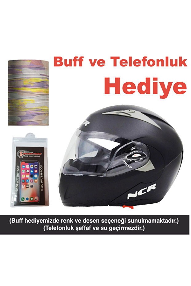 ÇENE AÇILIR KASK MAT SİYAH ECE BELGELİ - 1