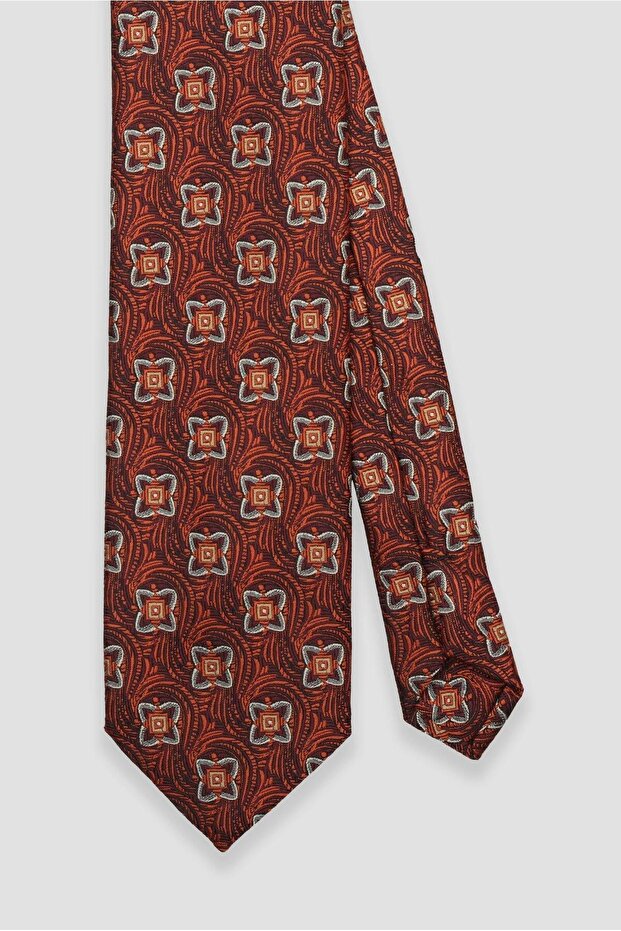 ربطة عنق 8 سم من البوليستر المصنوع من الألياف الدقيقة باللون البرتقالي للرجال - 2