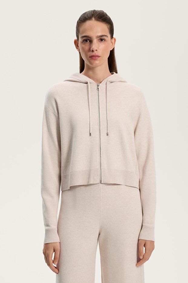 Kapüşonlu triko ceket - 1