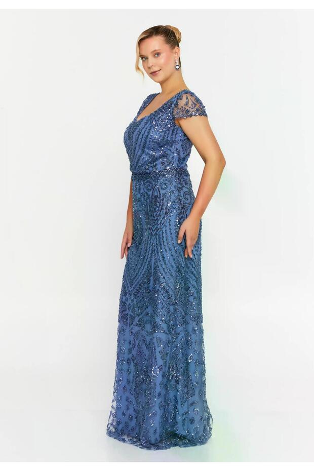 6138PAY PAYETLİ ELBİSE - 2