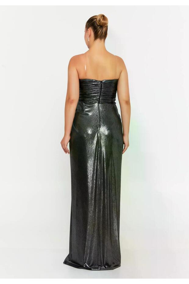 6044SIM STRAPTEZ LAME ELBİSE - 4