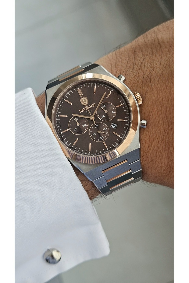 Rym-81051 Men's Lux Crono Wristwatch - Steel Case and Strap - Sapphire Glass - 2 Years Warranty Ss-Brw