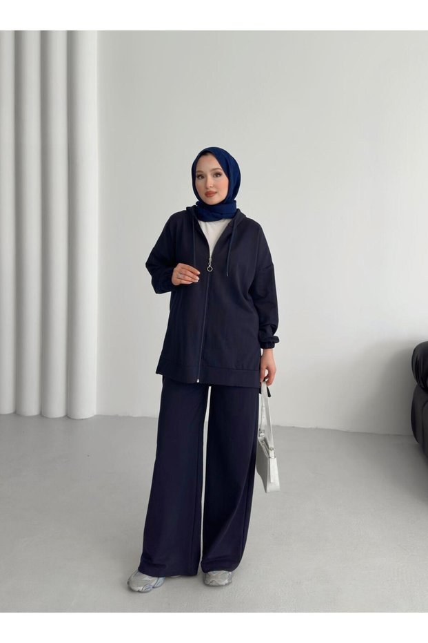 Women's Clothing Hooded Top and Bottom Two-Piece Set, Suitable for Modest Wear.