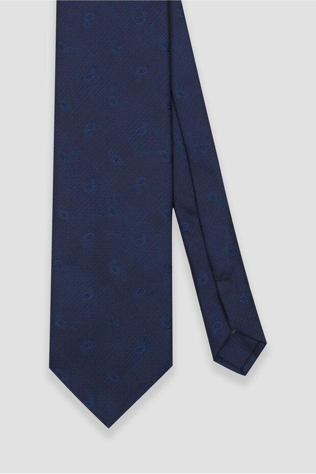 Tie 8 cm Microfiber Polyester Navy Blue Men's Patterned Tie - 2