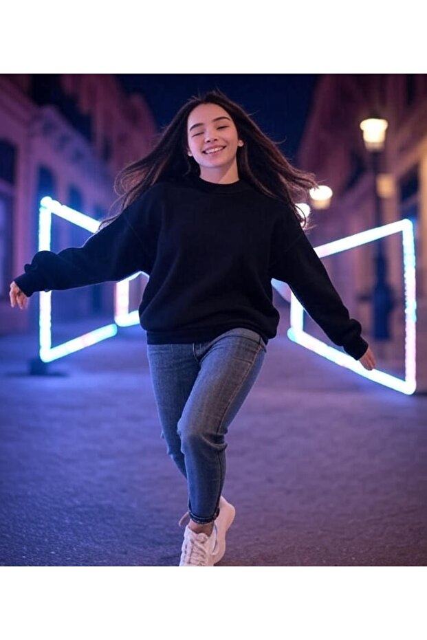 Černá mikina Crew Neck Basic Fm4477 - 3