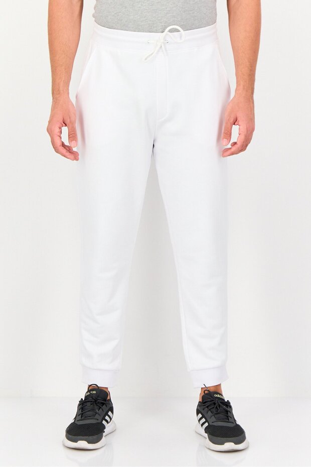 Men Regular Fit Solid Sweatpants, White - 1