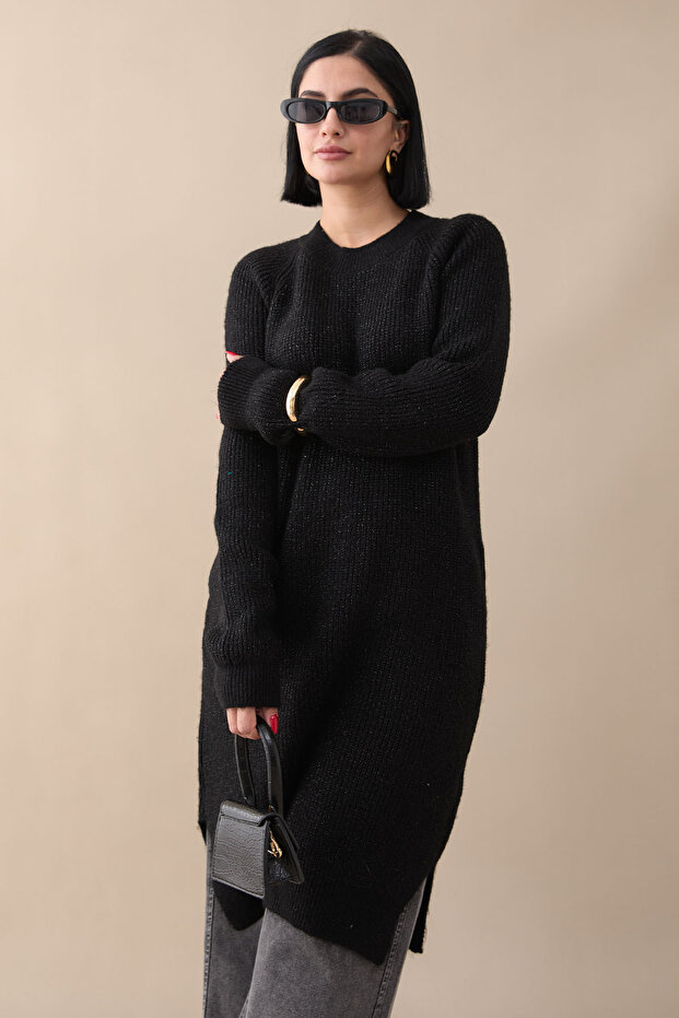 Simli Fitilli Siyah Tunik - 1