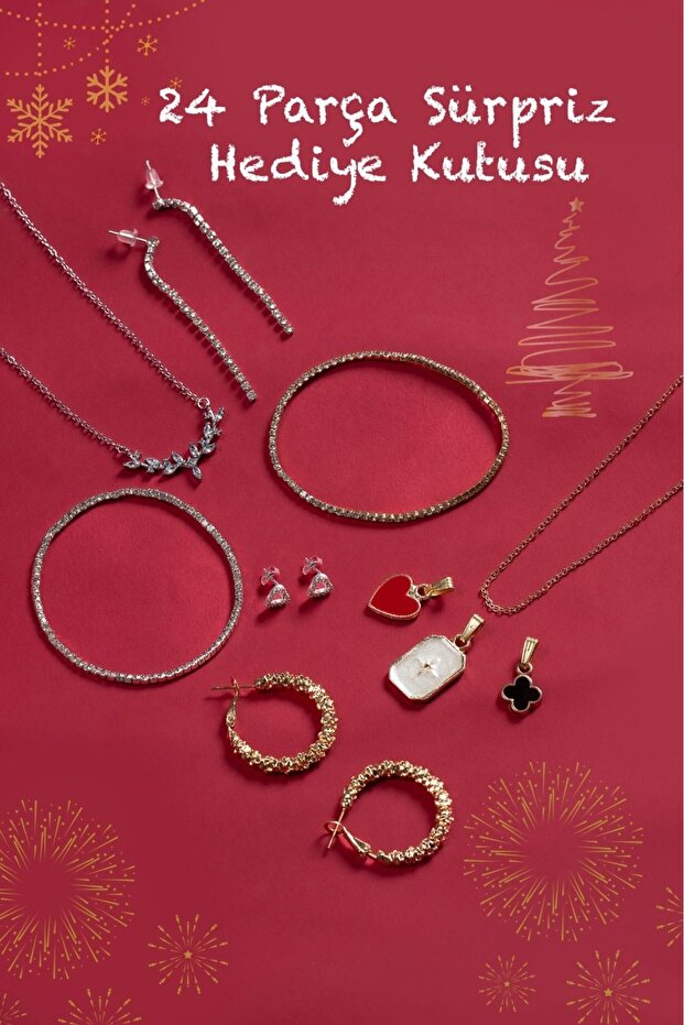 Kadın 24'lü Hediye Seti - Advent Calendar - Charm Hediye Kutusu - 1 Adet Sürpriz 925 Ayar Gümüş Ürün - 3