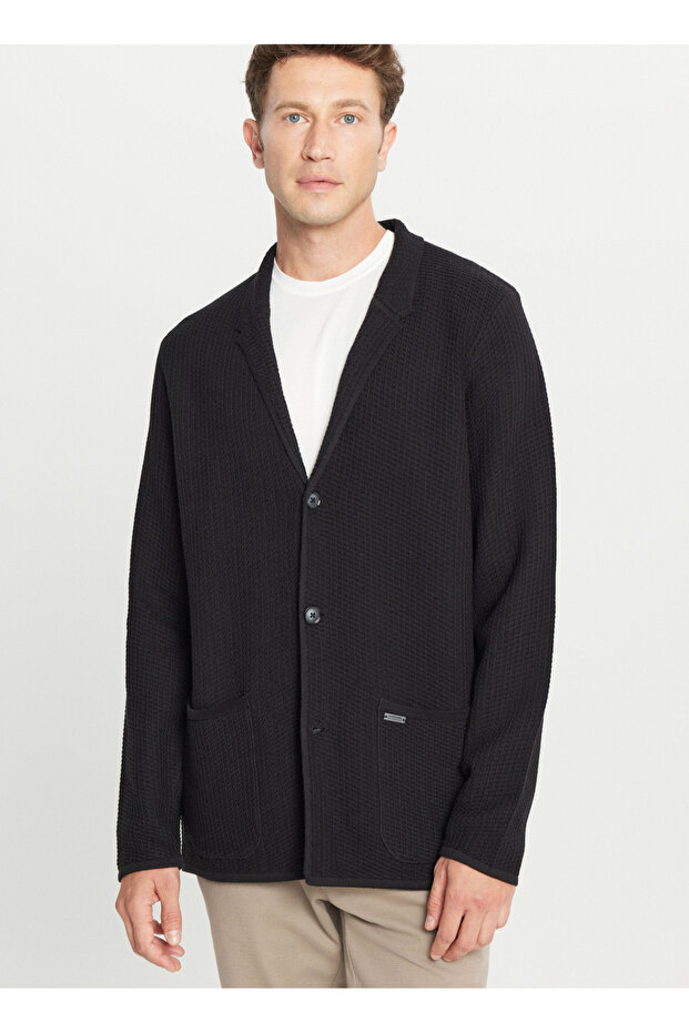 Mono Collar Standard Black Men's Sweater Ace049261282_Syh