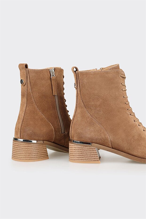 Taba Deri Kadın Topuklu Bot - 4