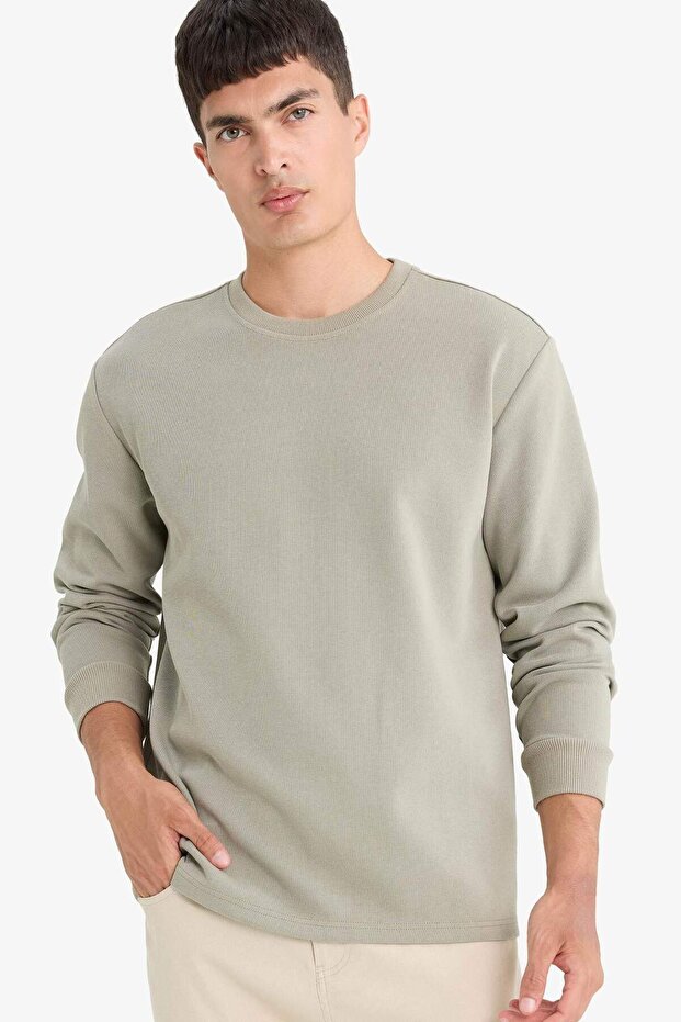 Regular Fit Bisiklet Yaka Uzun Kollu Tişört E9688AX25AU - 1