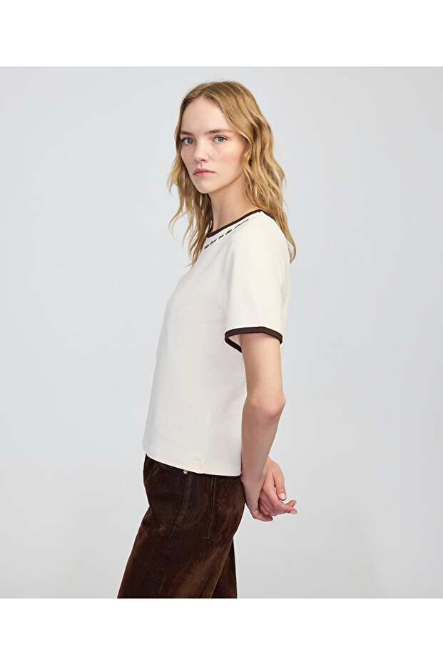 Slogan baskılı tişört - 4