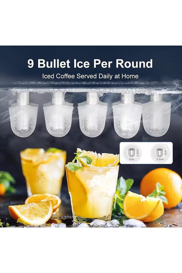 Countertop Ice Maker, One-Click Operation Ice Machine, with Self-Cleaning, 12kg/24H, Removable - 9