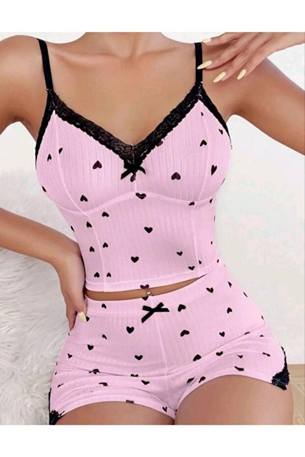 Kadın Pijama Takımı – Askılı Üst & Şort - 1